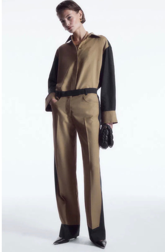 COS Deconstructed Lightweight Colour Block Wool Trousers NWT (Size 8)