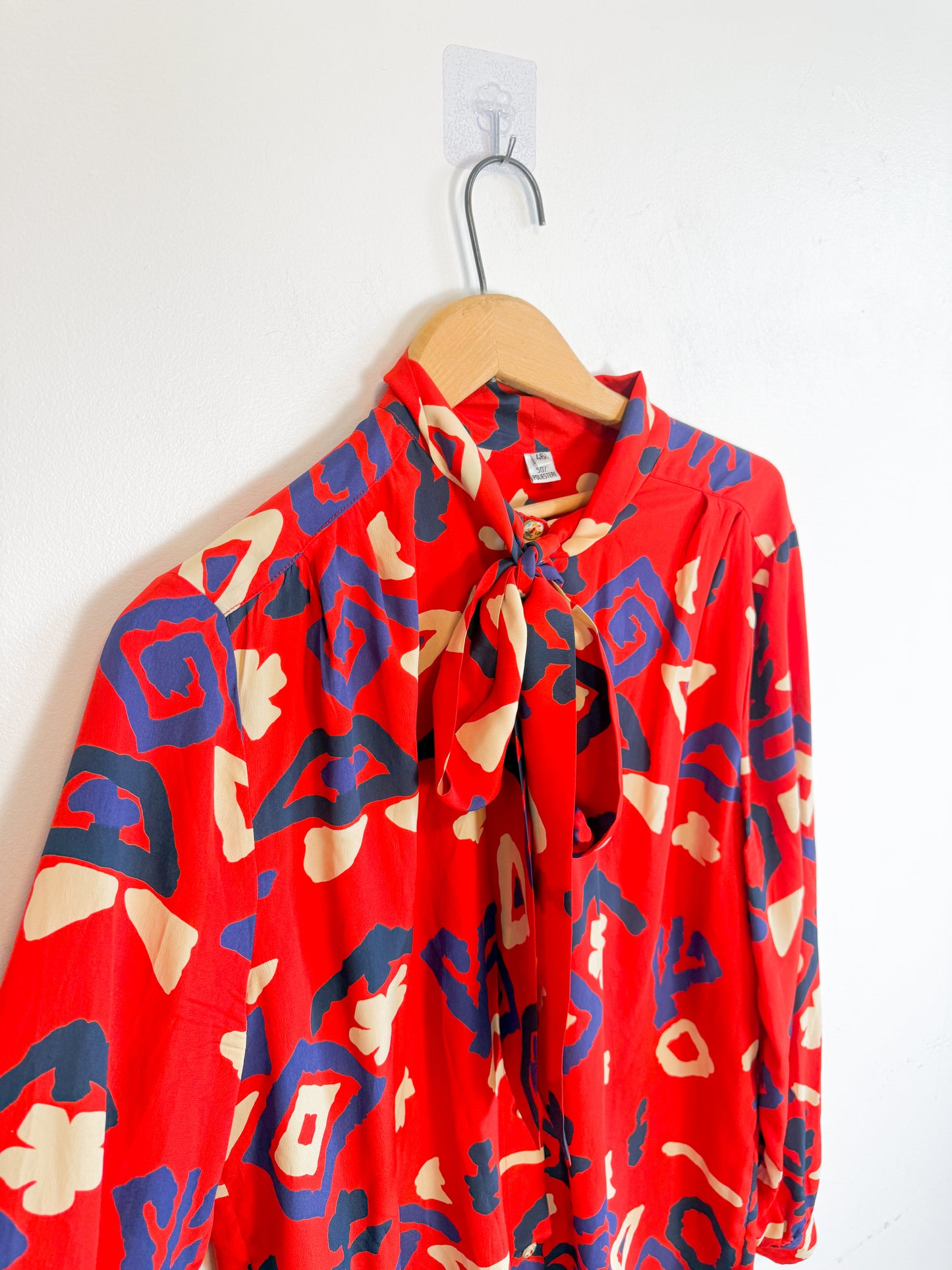 Vintage France Silk Blend Patterned Blouse (Size L/XL)