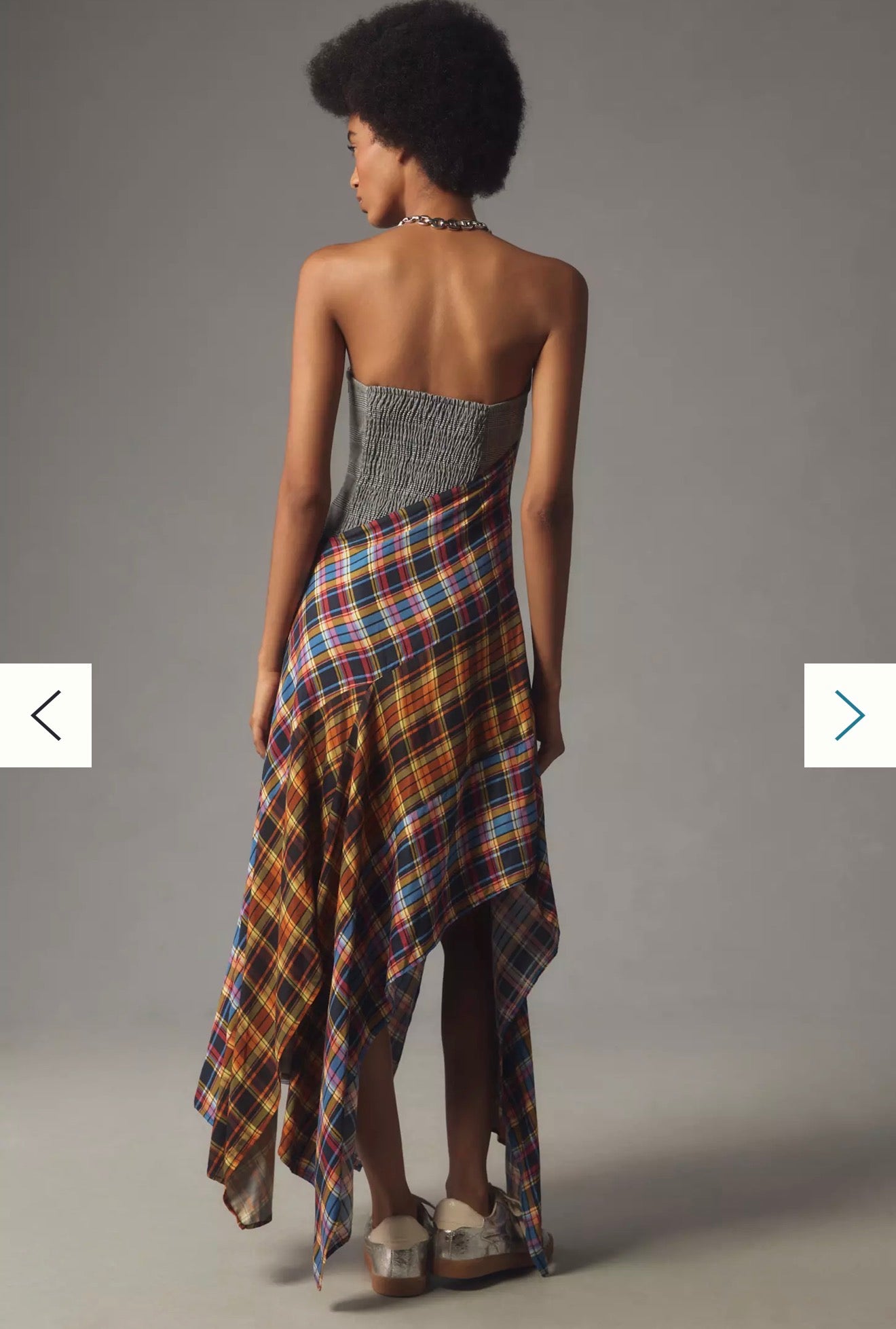 Anthropologie "Maeve Strapless Asymmetrical Midi Dress in Mixed Print" NWT (Size S)