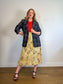 Vintage Liz Linen Floral Midi Skirt (Size L)