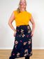 Vintage Floral Midi Skirt in Navy Floral (Size L)