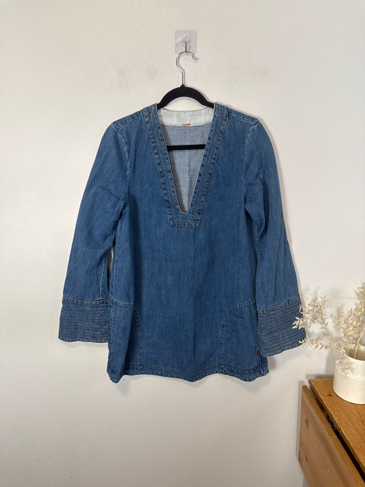 Free People " Dreaming of Denim Tunic Dress" (Size M)