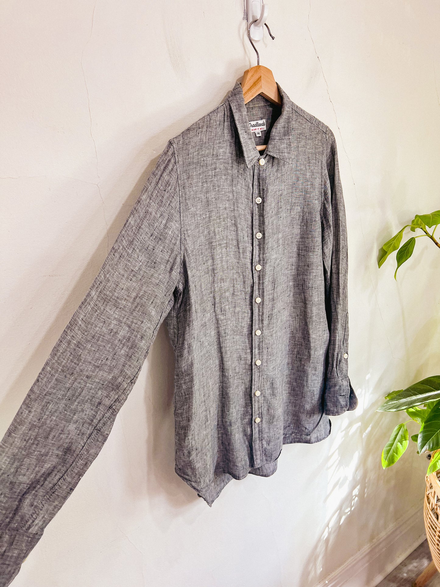 Tradlands Slow Fashion Linen Blouse in Grey Heather (Size M)