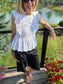 dRA Los Angeles White Eyelet Ruffled Blouse (Size S)