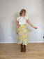 Vintage REVERSIBLE Floral & Paisley Midi Skirt in Yellow (Size L)