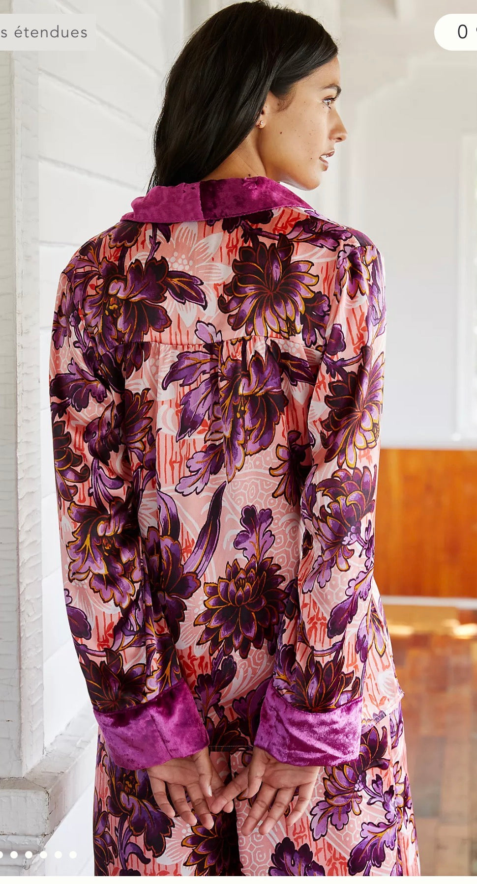 Anthropologie "Luxe Blouse in Purple Floral" (Size M)