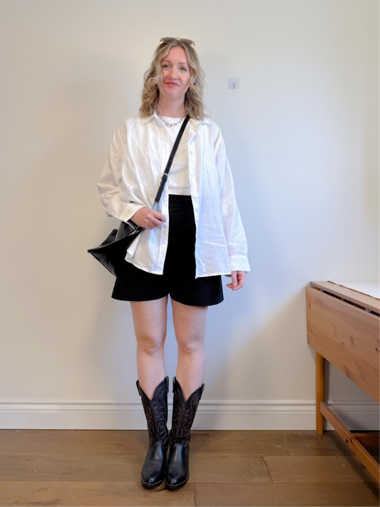Hudson North Oversized Linen Blouse in White (Size 2X)