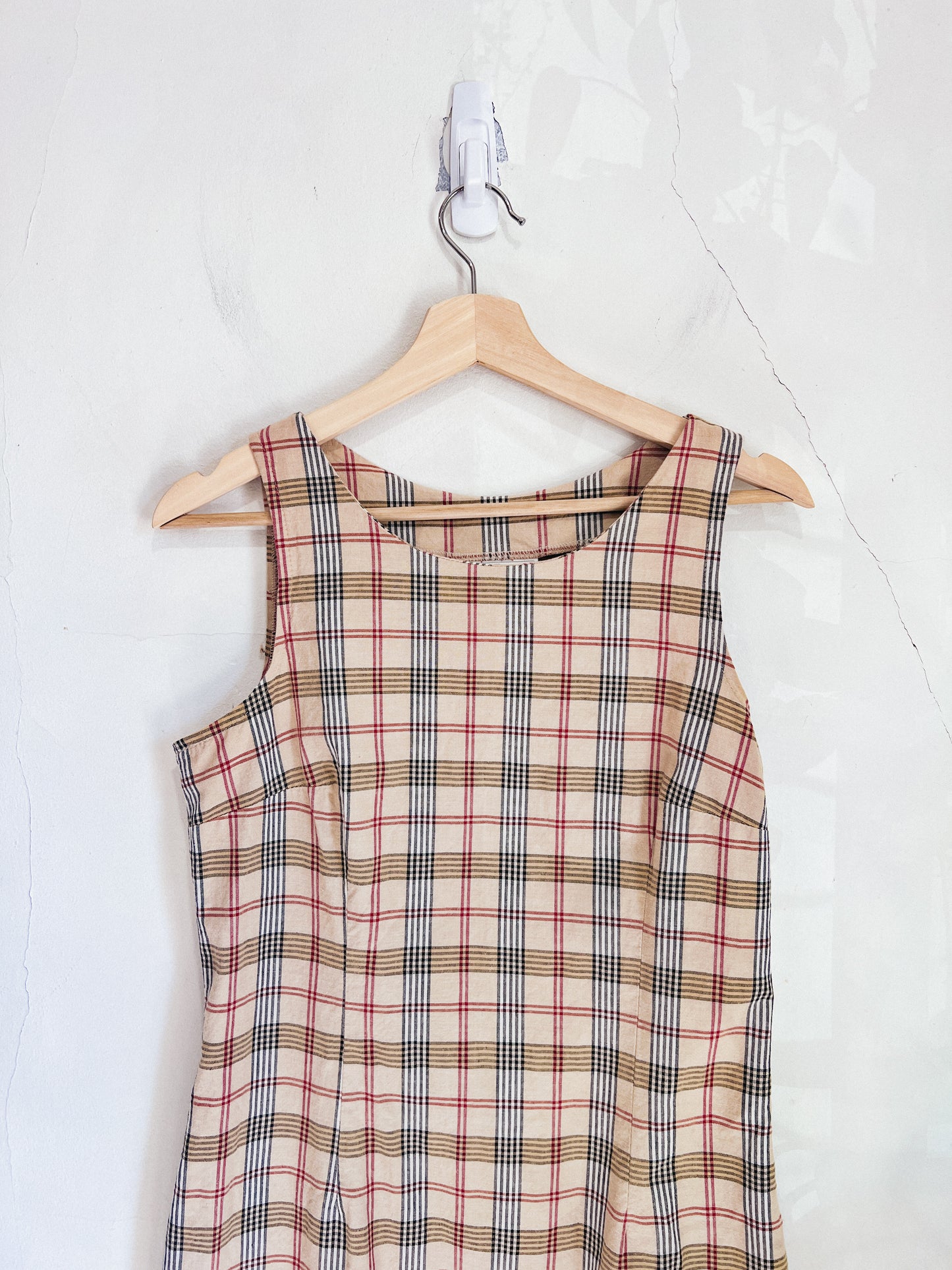 Vintage Check Print Shift Dress (Size M)