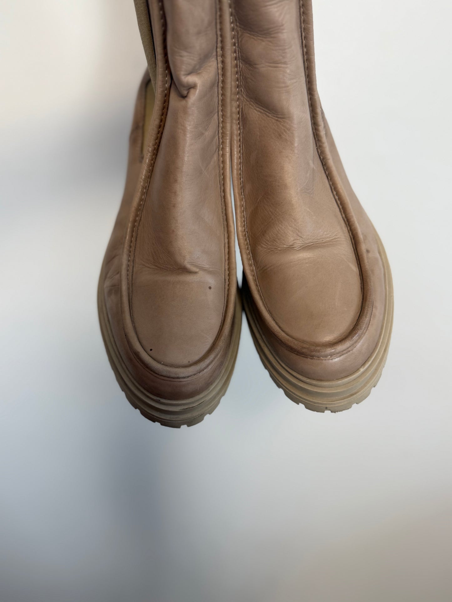 MIZ MOOZ "Leilani Chelsea Boot in Beige" (Size 38)