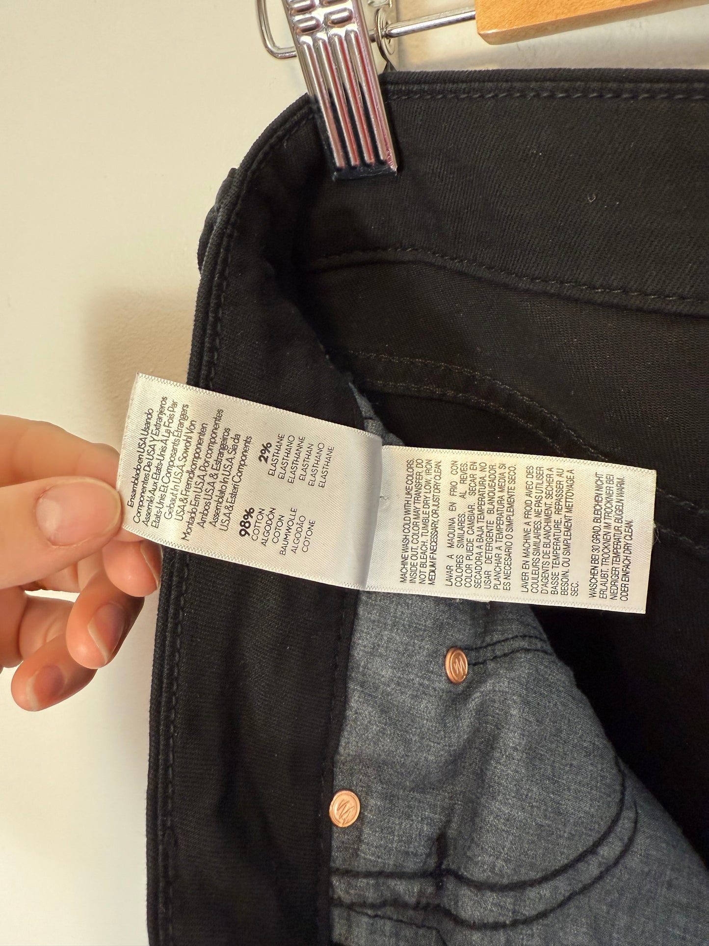 MOTHER "The Looker Ankle Fray Jeans in Black" (Size 28)