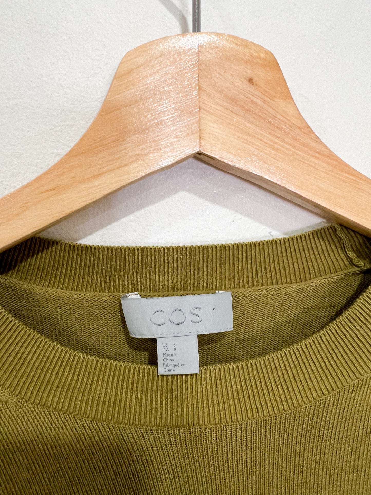 COS Lightwool Wool Crewneck in Green (Size S)