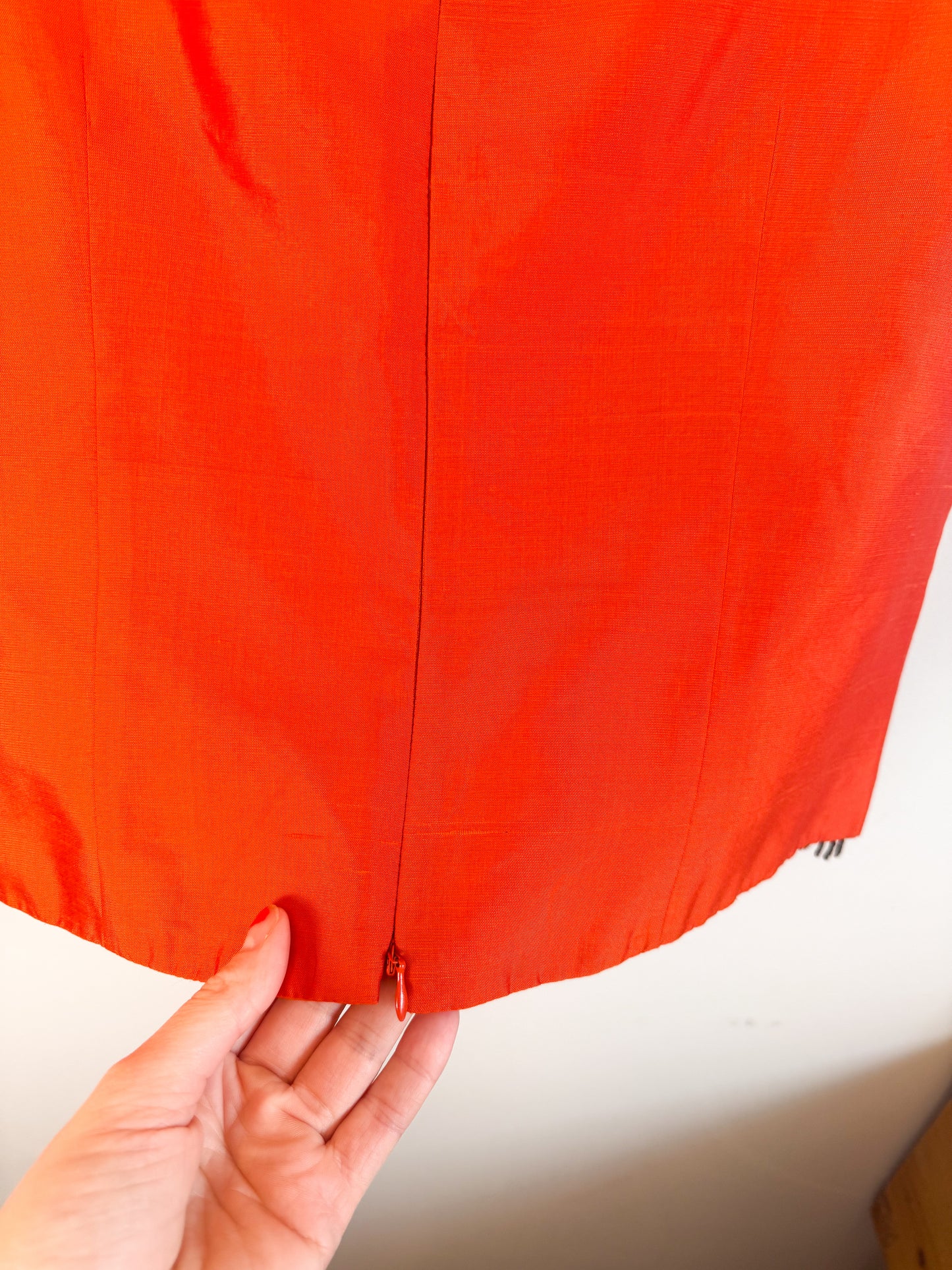 Vintage Silk Beaded Sleeveless Top in Orange (Size M)