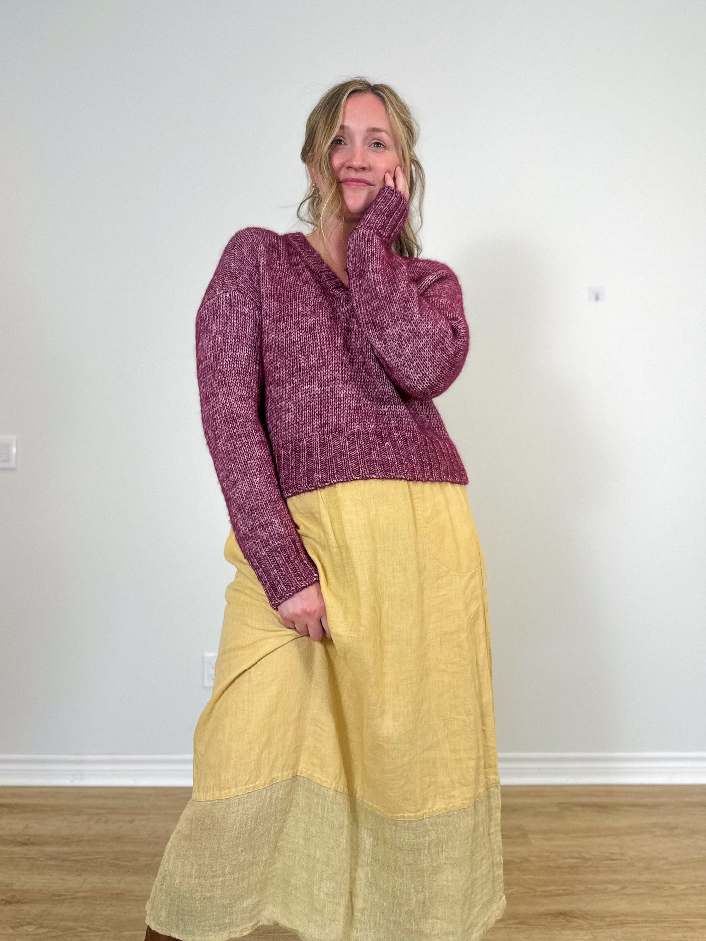 KOTN Sustainable Alpaca & Merino Wool Sweater in Burgundy (Size S/M)