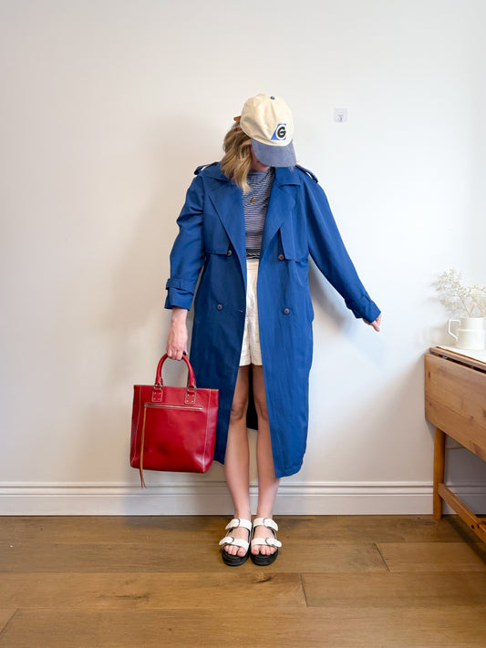 Vintage Sears Trench Coat in Blue (Size L)