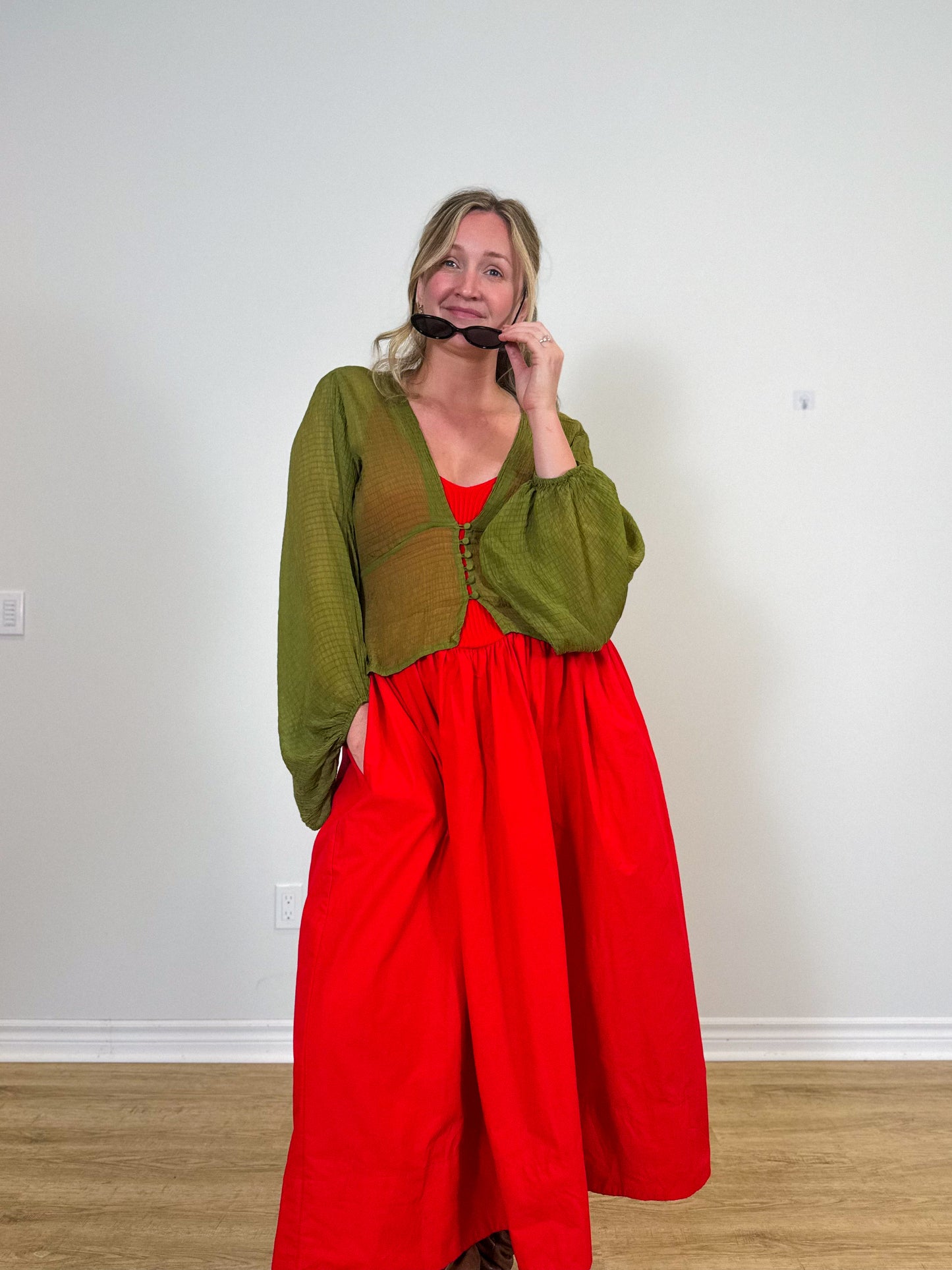 Savannah Morrow The Label "Vea Blouse in Green" (Size S/M)