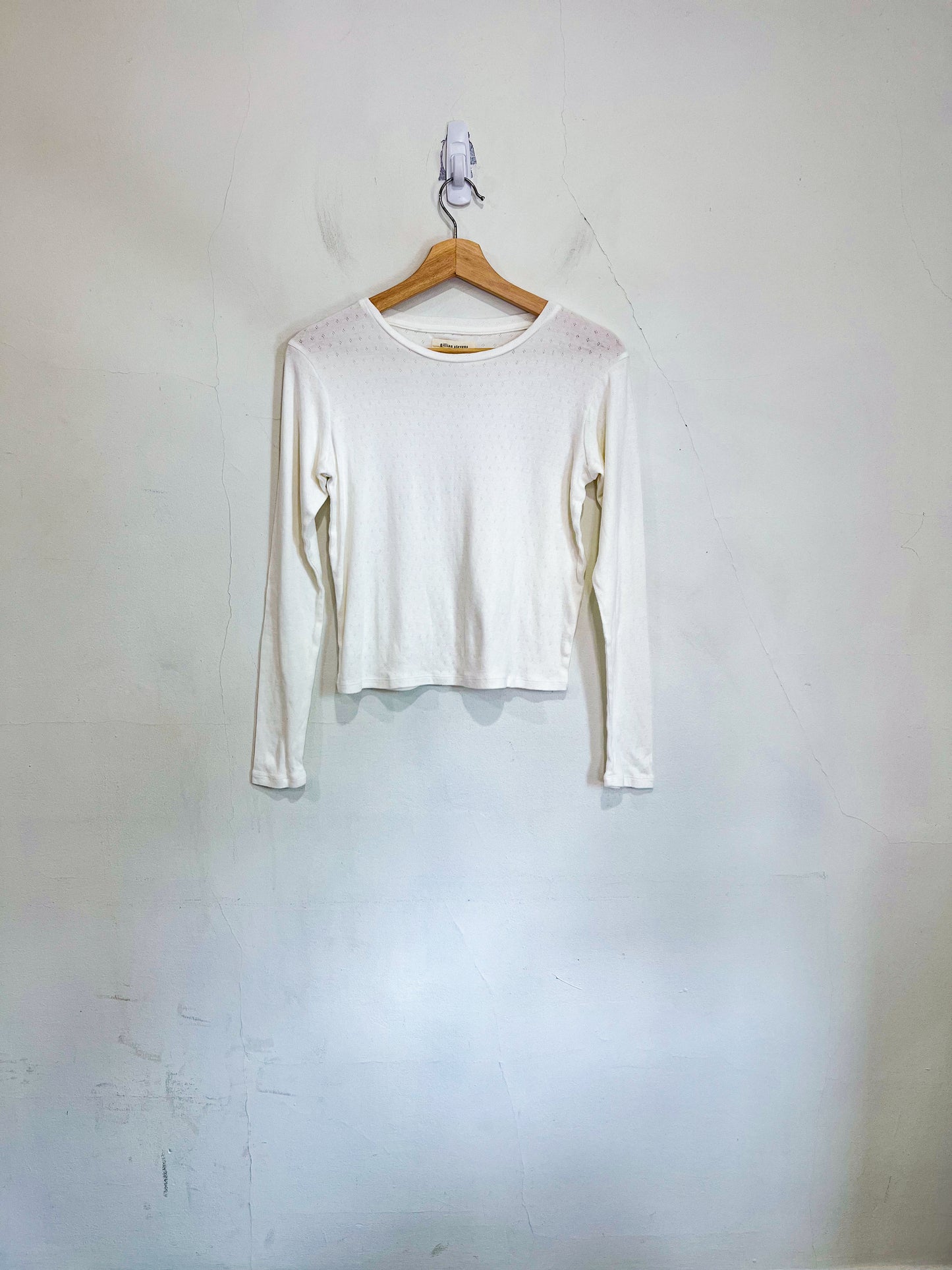 Gillian Stevens Slow Fashion Long Sleeve Tee in Off-White (Size S/M)