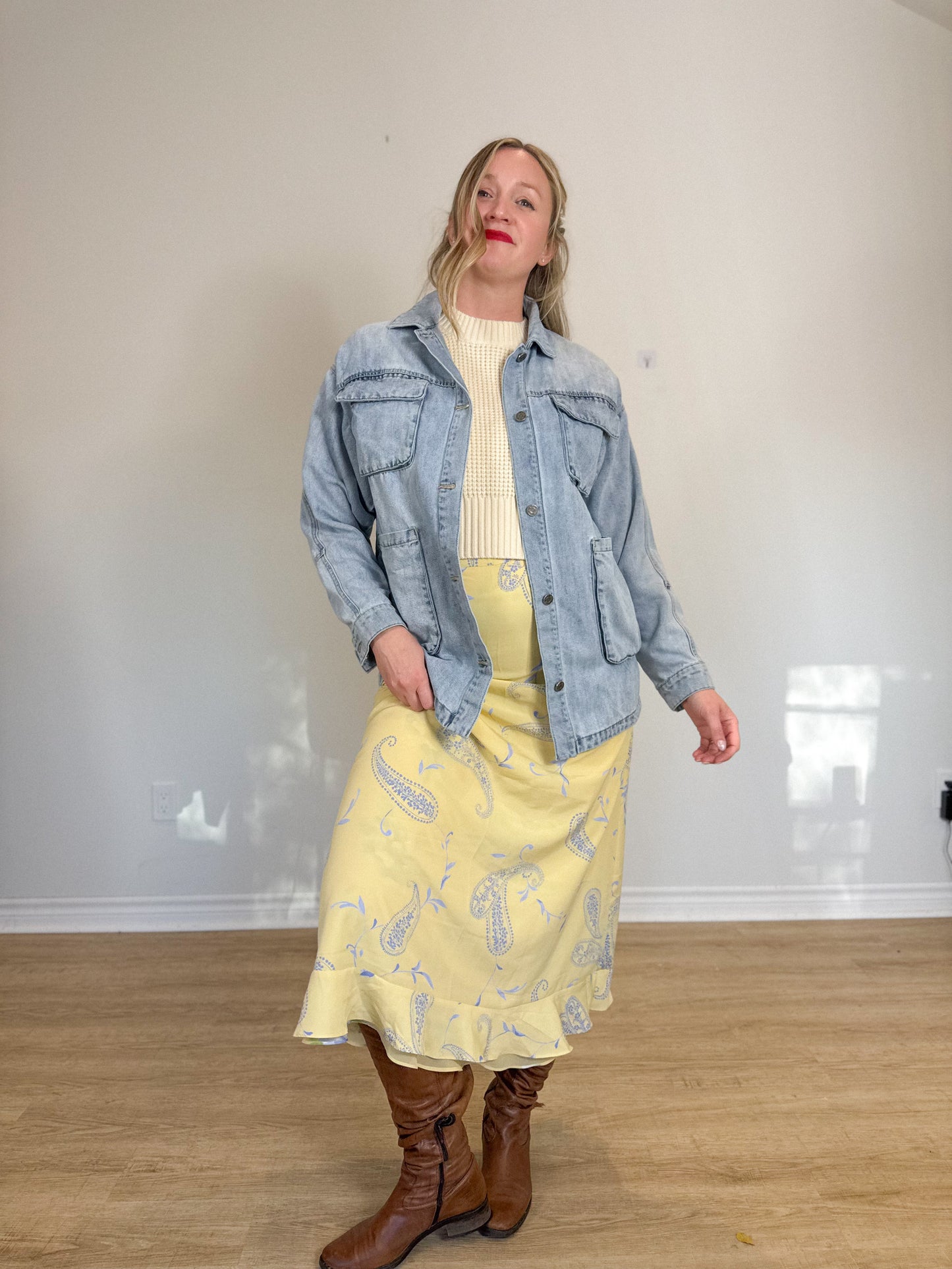 AFRM Light Wash Denim Jacket (Size M/L)