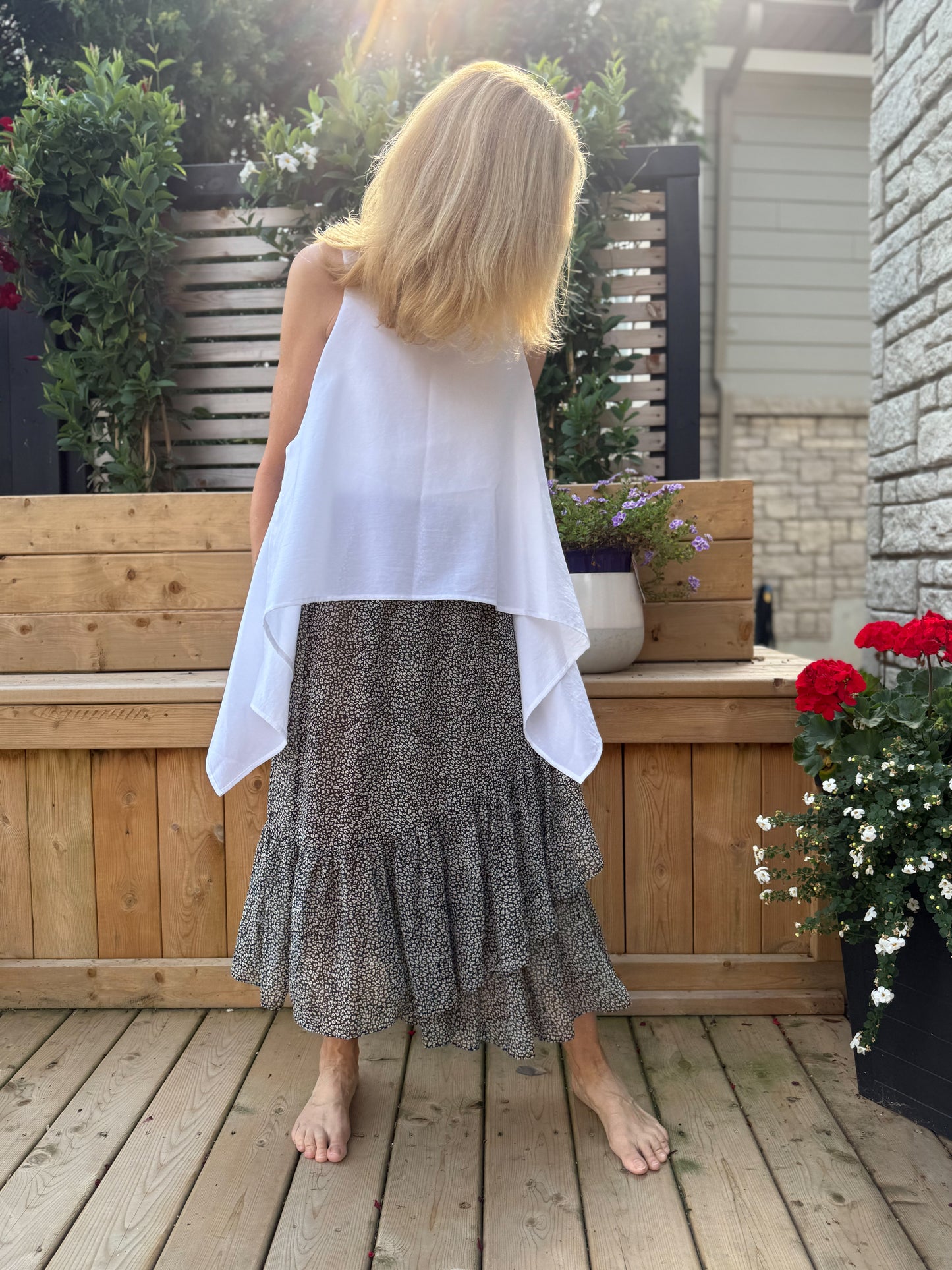 COS White Sleeveless Blouse with Asymetrical Wings (Size XS/S)