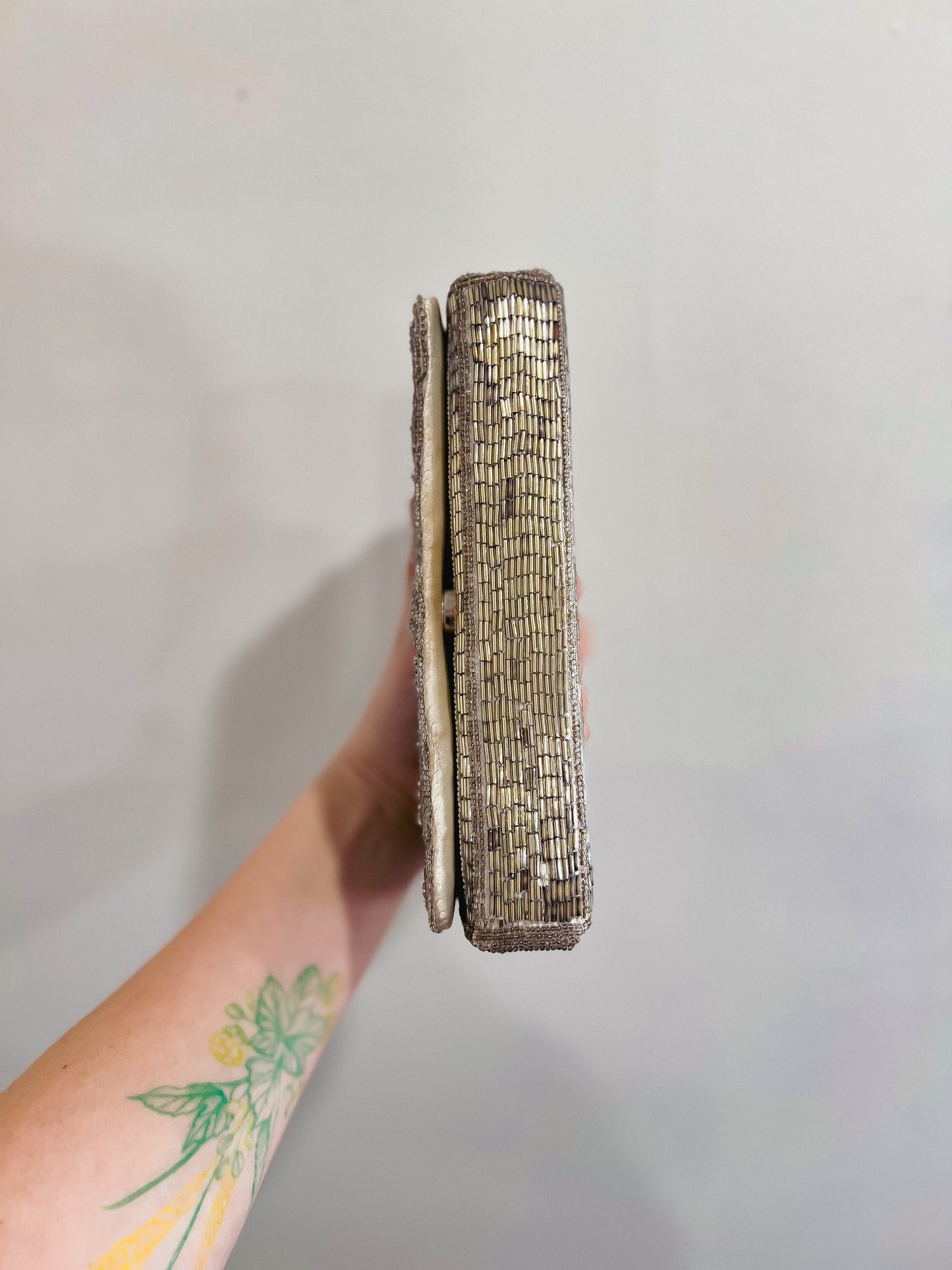 Vintage Beaded Silver Clutch Purse