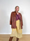 FLAX Linen Midi Skirt in Butter Yellow (Size L)