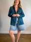 Ever New Satin Blazer in Teal (Size M/L)