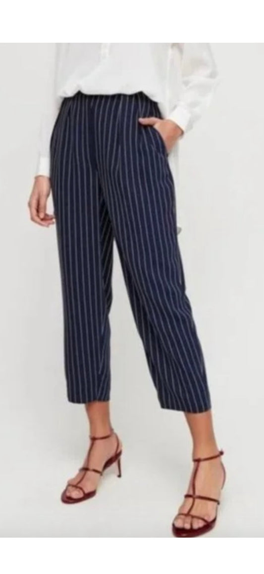 Babaton Pinstriped "Modesto Trousers in Navy/White" (Size 6)