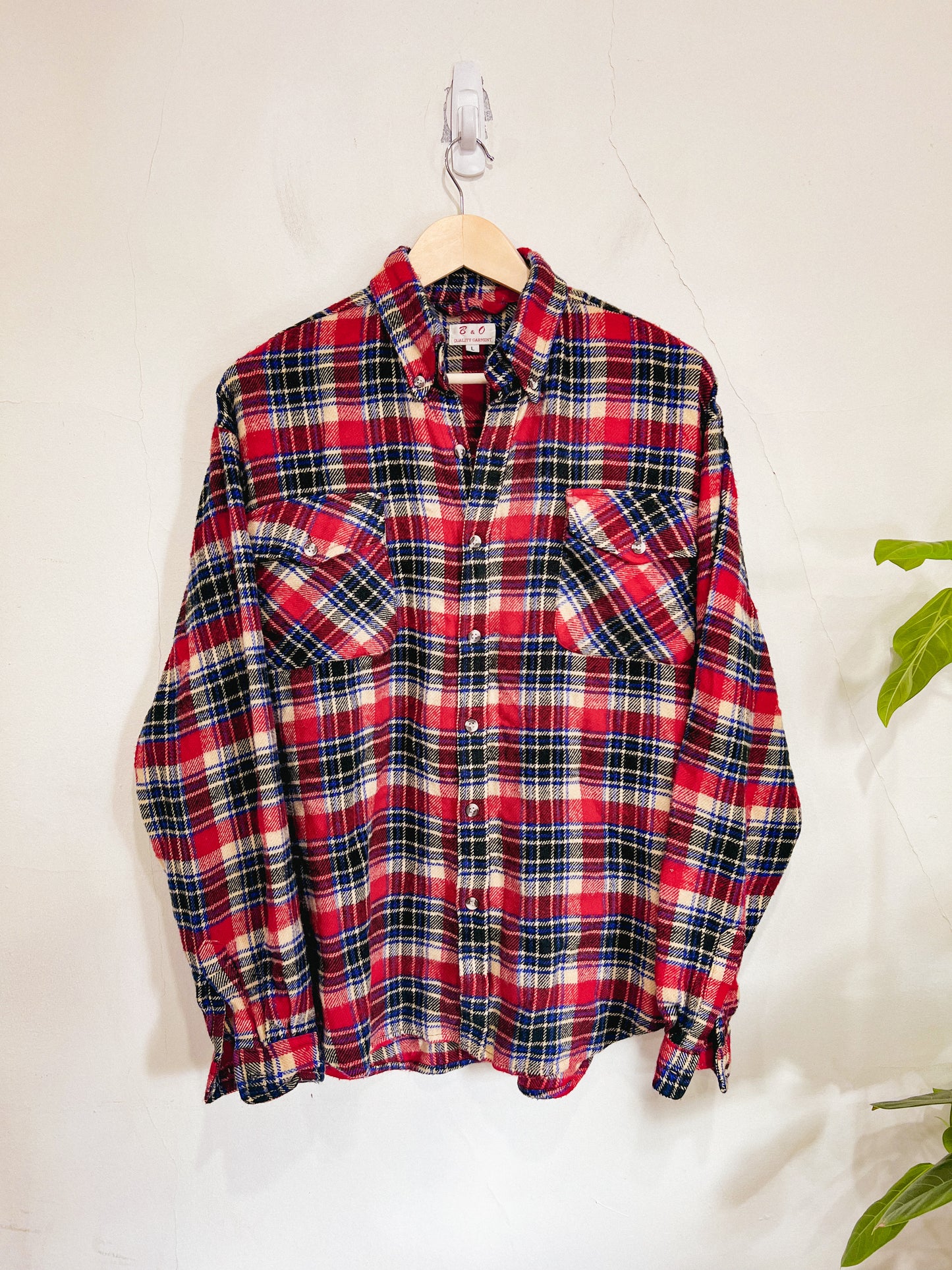 Vintage Plaid Flannel Button Down (Size L)