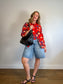 Vintage France Silk Blend Patterned Blouse (Size L/XL)