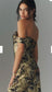 Anthropologie "One-Shoulder Printed Slim Midi Dress in Green/Gold" NWT (Size XL)