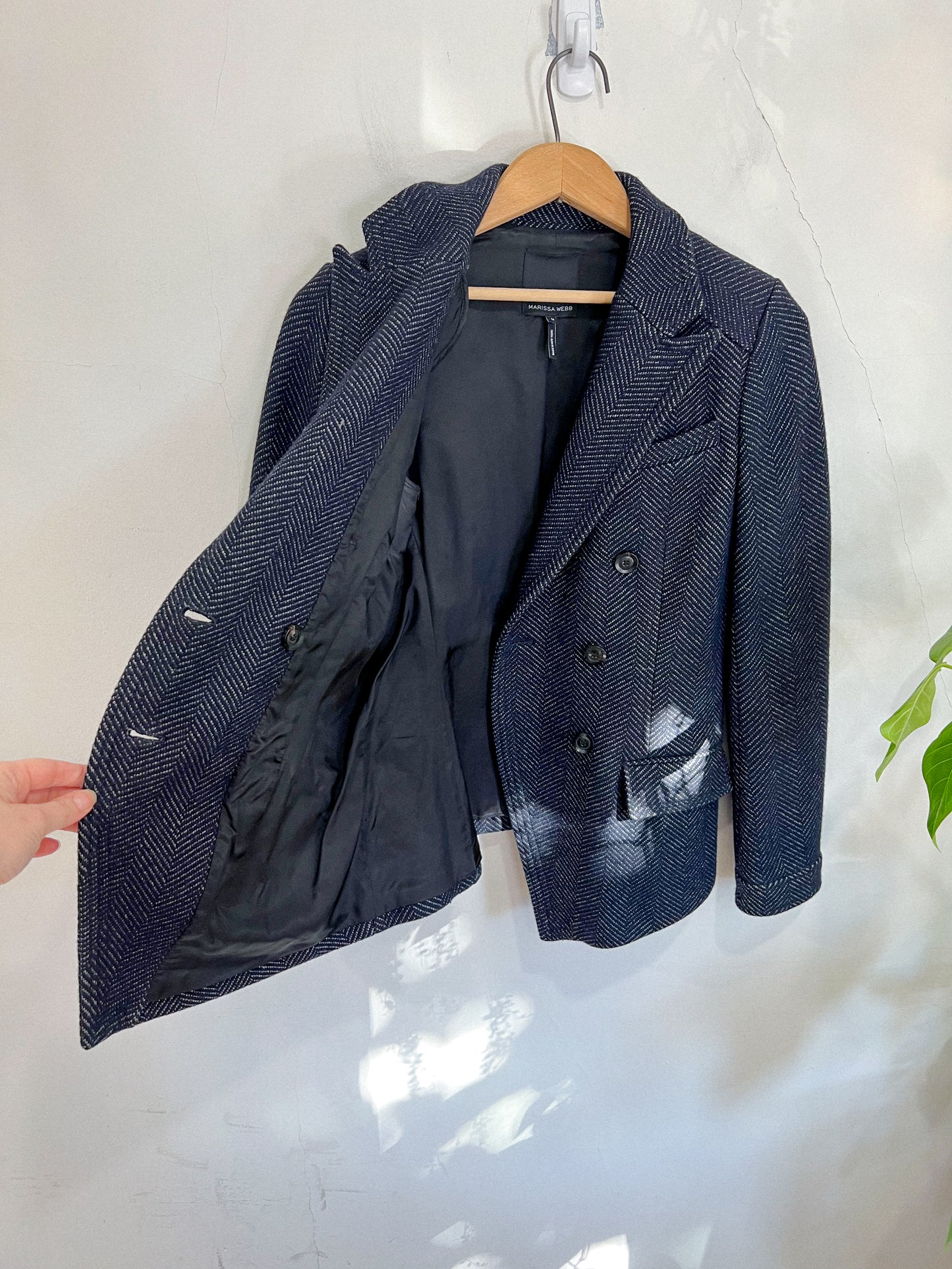 Marissa Webb Designer Wool Tweed Blazer in Navy (Size M)