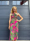 FARM RIO "Leaves Midi Dress in Hot Pink/Green" (Size S)