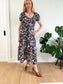 Ralph Lauren "Floral Cotton Voile Puff-Sleeve Dress" in Navy  (Size S)