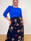 Vintage Floral Midi Skirt in Navy Floral (Size L)