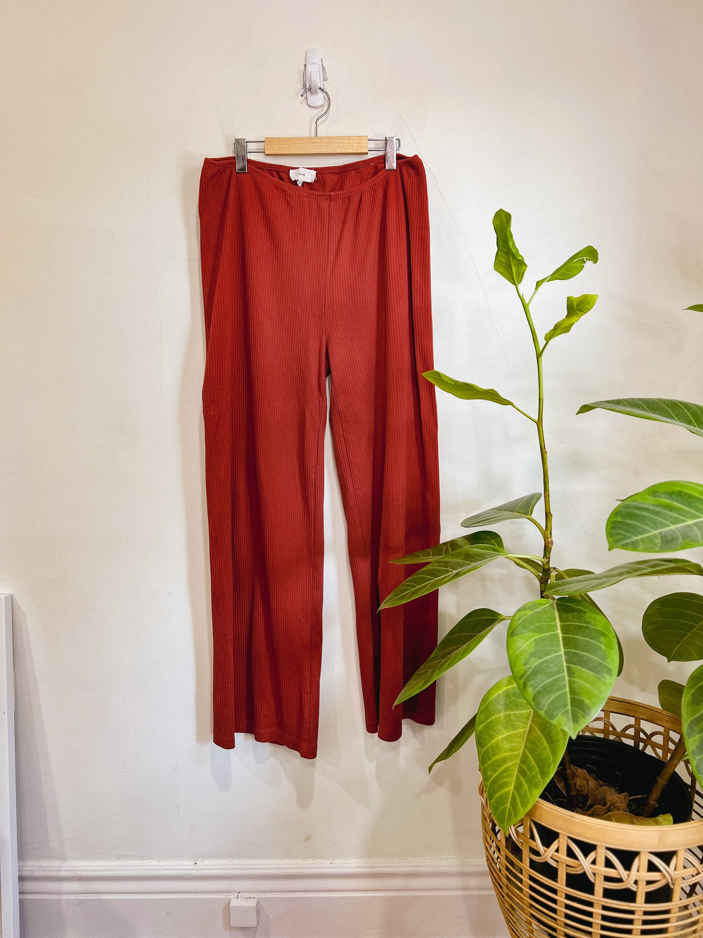 KOTN Terracotta Ribbed Loungewear Pants (Size XXL)