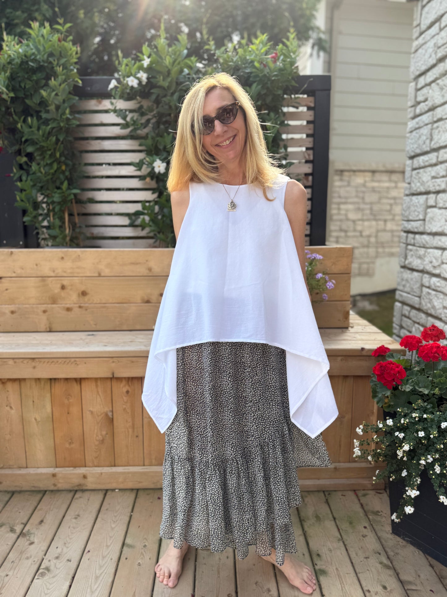 COS White Sleeveless Blouse with Asymetrical Wings (Size XS/S)