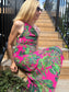 FARM RIO "Leaves Midi Dress in Hot Pink/Green" (Size S)