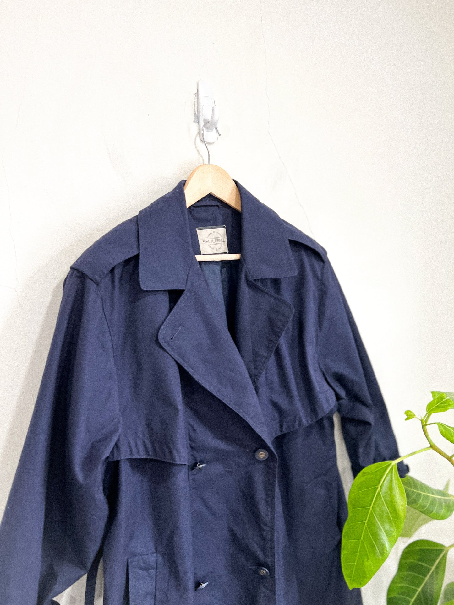 Vintage Navy Trench Coat (Size L)