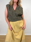 FLAX Linen Midi Skirt in Butter Yellow (Size L)