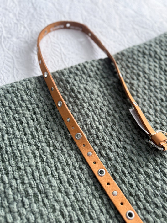 GARCIA Small Brown Leather Belt with Metal Detail NWT (Size S)