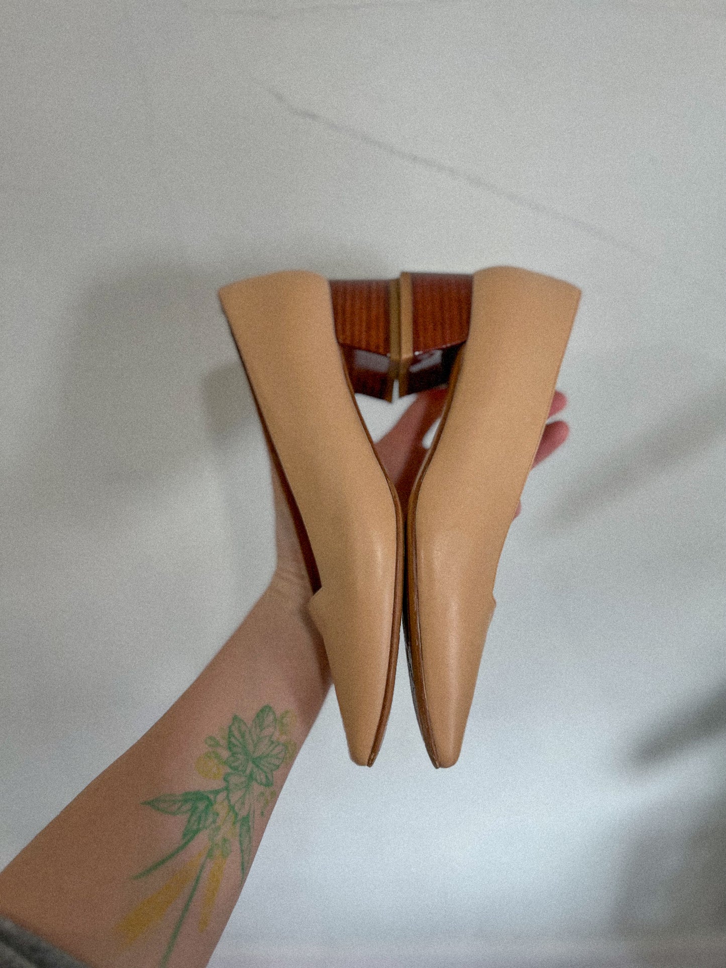 Miista Lond "Taissa Nude Leather Block Heel" (Size 37)