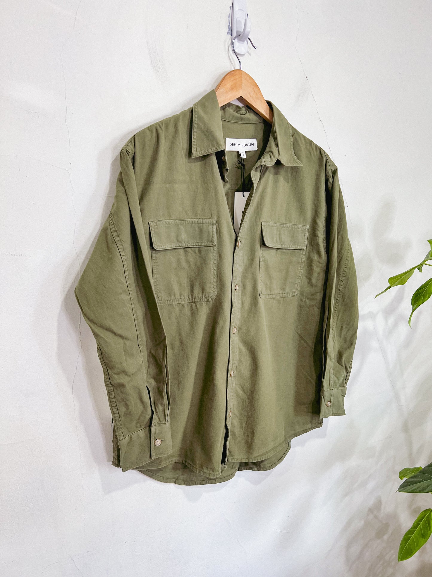 Denim Forum "The Sade Shirt" In Olive Leaf Green NWT (Size XS/S)