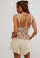 Free People "Kiana Lace Floral Printed Tank Top"  (Size L)