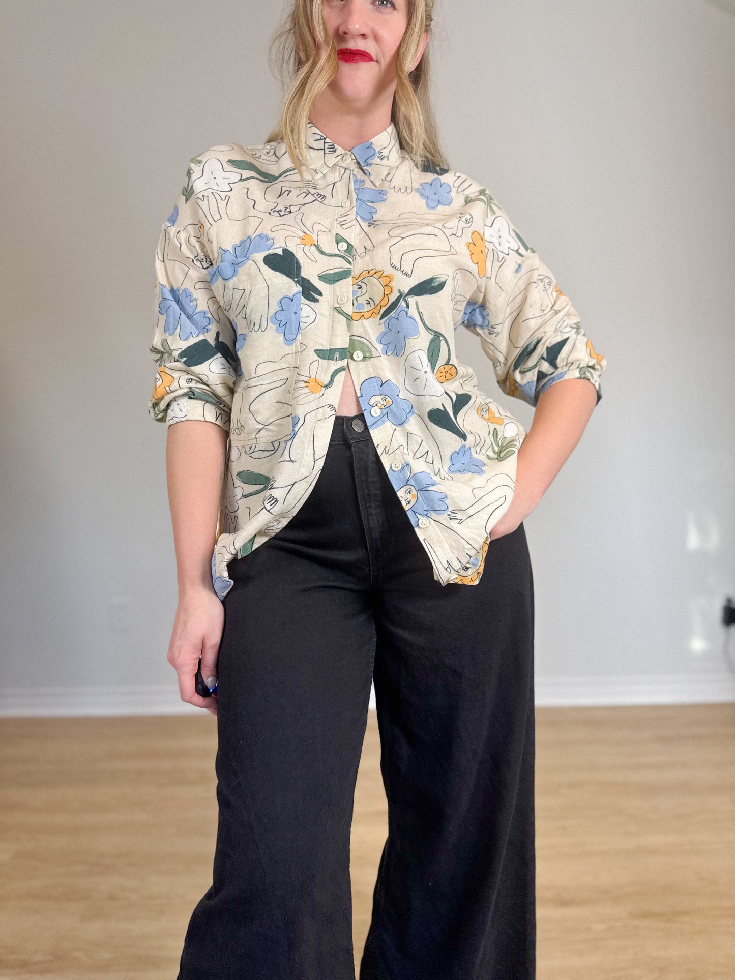 Eve Gravel Sustainable "Romy Shirt in Filles Fleurs" (Size M)