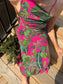 FARM RIO "Leaves Midi Dress in Hot Pink/Green" (Size S)