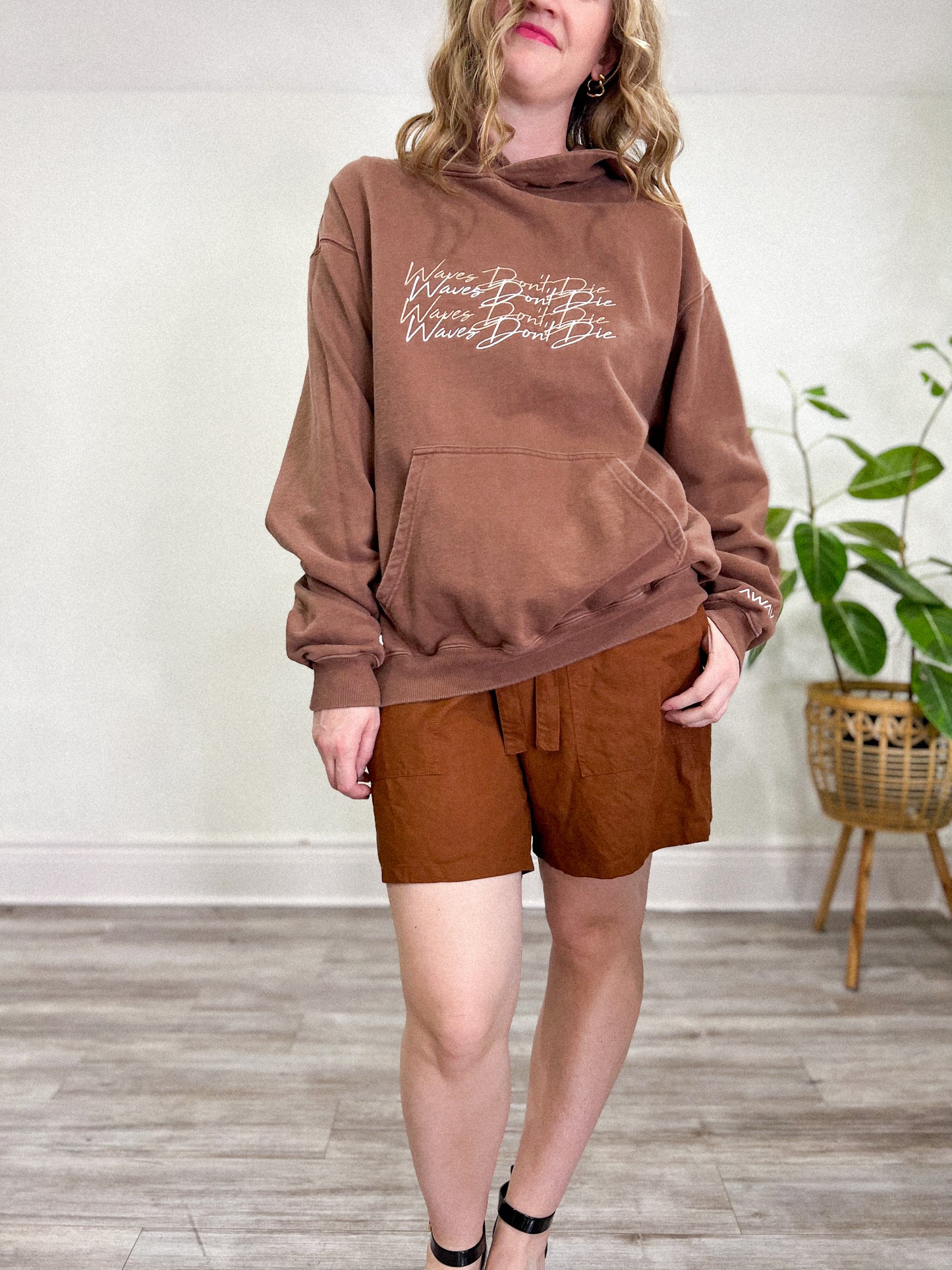 AWAV "Waves Don't Die" Brown Hoodie (Size L)