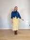 Vintage REVERSIBLE Floral & Paisley Midi Skirt in Yellow (Size L)