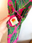 FARM RIO "Leaves Midi Dress in Hot Pink/Green" (Size S)