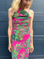 FARM RIO "Leaves Midi Dress in Hot Pink/Green" (Size S)