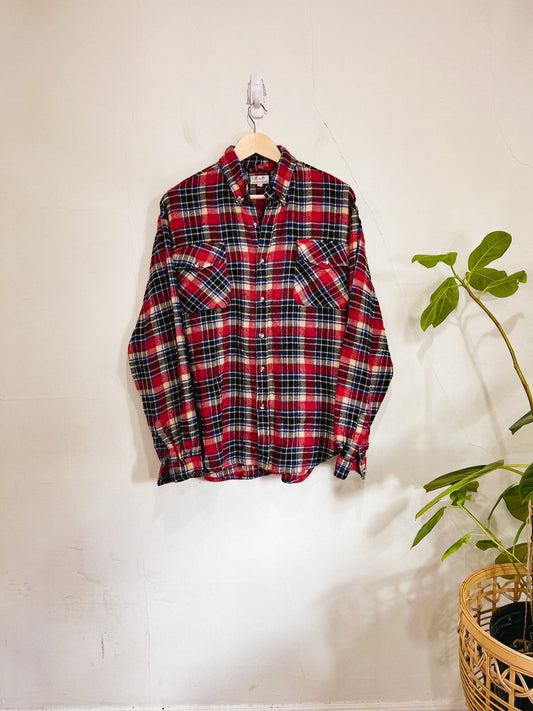 Vintage Plaid Flannel Button Down (Size L)