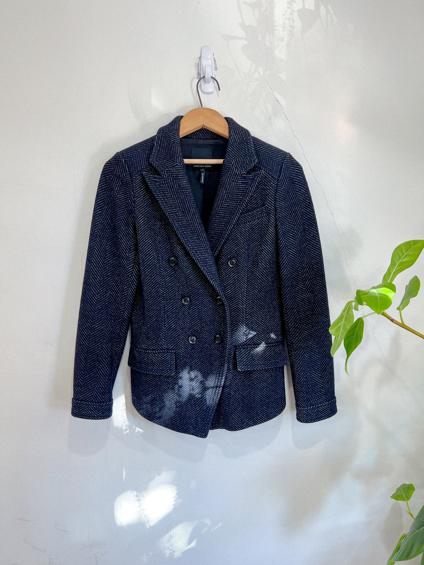 Marissa Webb Designer Wool Tweed Blazer in Navy (Size M)